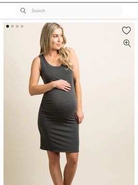 Pink Blush Maternity Tank Dress - Charcoal
